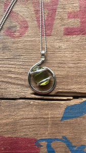Small Green Amber Drop Pendant